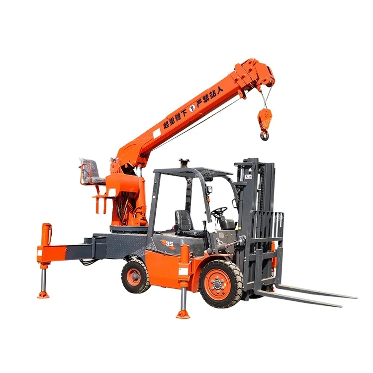 HENGWANG HWF3T 4ton 4 wheeled off-road strengthen U boom telescopic forklift crane 6.3m