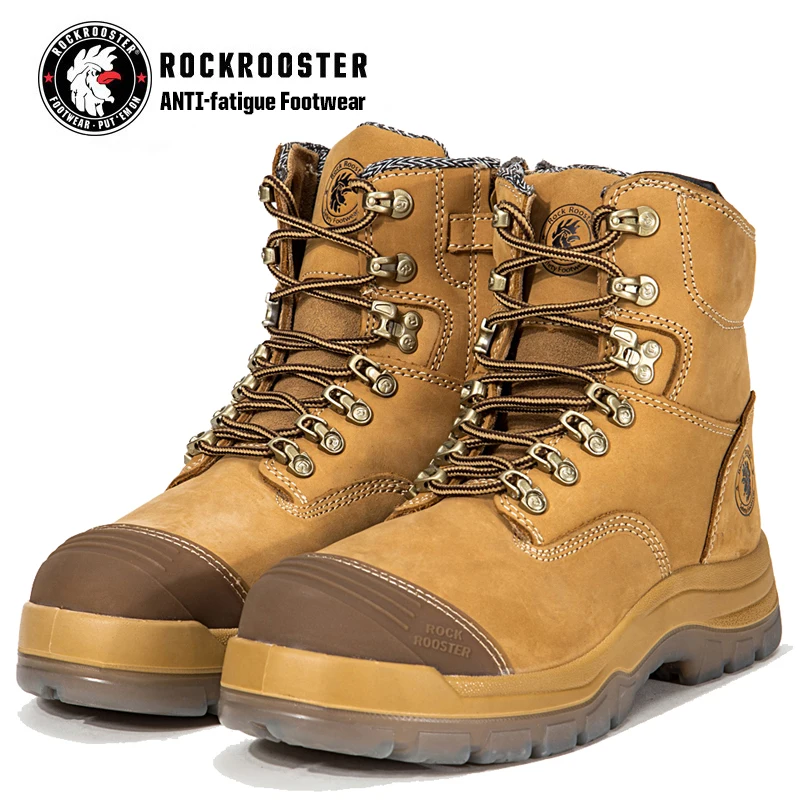 ROCKROOSTER/высокое качество; Ботинки со стальным носком; Рабочие ботинки на молнии; Мужская обувь из натуральной кожи для горнодобывающей промышленности; Строительные ботинки; AK232Z