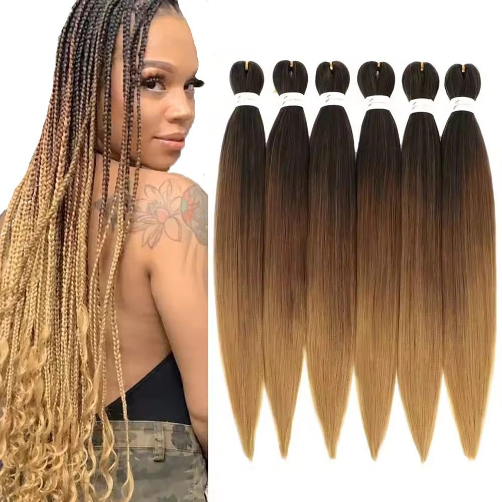 Hotselling Synthetic Pre Stretched Yaki Ombre Braiding Hair For Wholesale Braid Hair Prestretched Braiding Hair