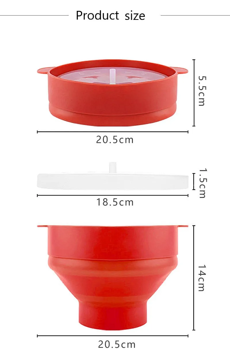 Силиконовая миска для приготовления попкорна с крышкой и ручками