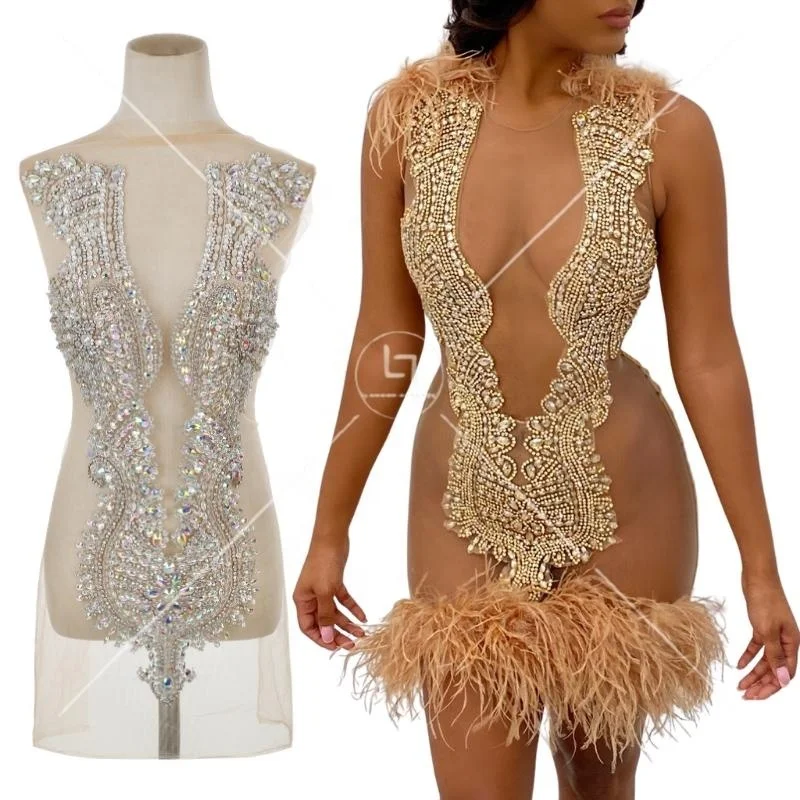 rhinestone bodice applique glass for jewelry clothing design LX-921