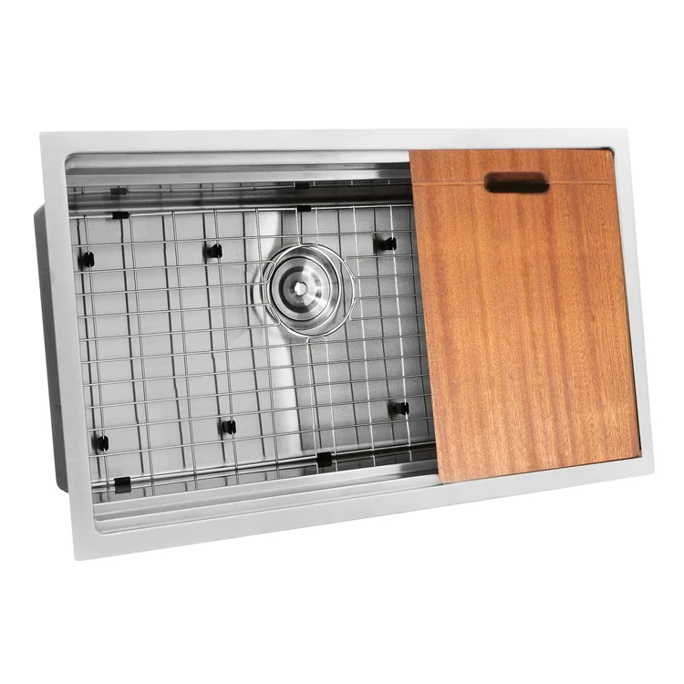 Manufacturer 30 inch Single Bowl Workstation Undermount 18Gauge Stainless Steel 304 handmade Kitchen Sink set with Ledge