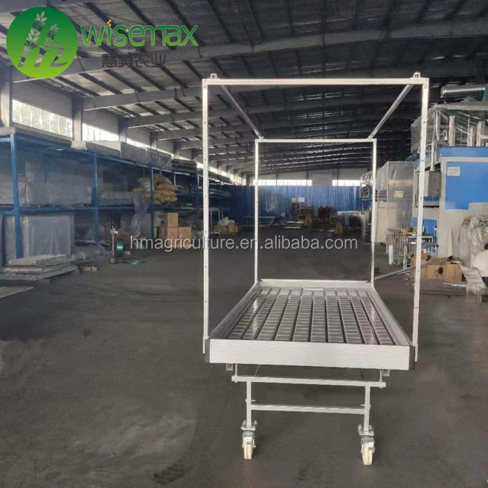 Hydroponics plastic growing table seeding bed casters rolling benches