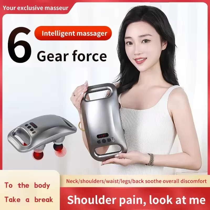 Phenitech 4-Heads Massage Gun Handheld Electric Deep Tissue Body Massager for Pain Relief in Back, Leg, Neck, Shoulder
