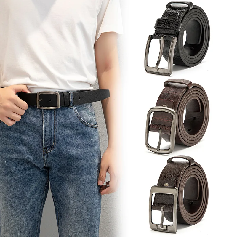 Wholesale Custom High Quality Classic Casual Belt Pin Buckle Belt Pu Belt For Men