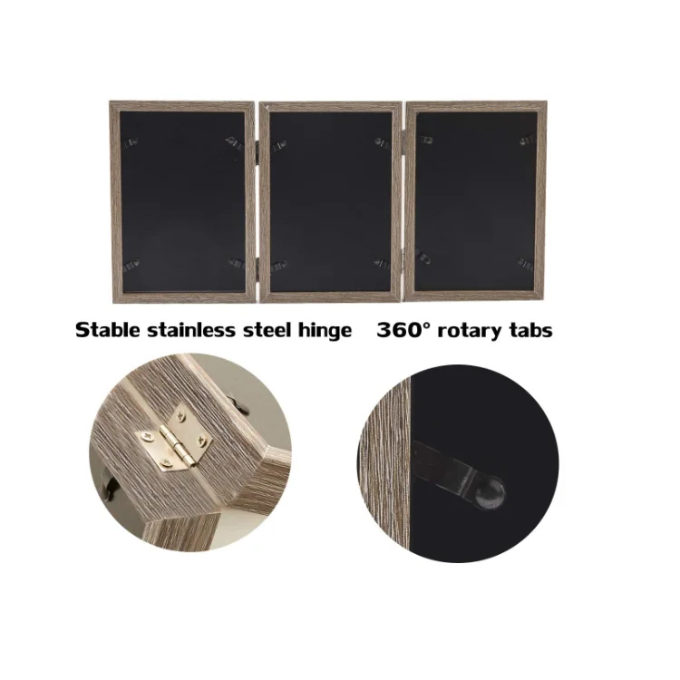 5x7 triple hinged picture shadow box 3 vertical opening mdf wood photo frame