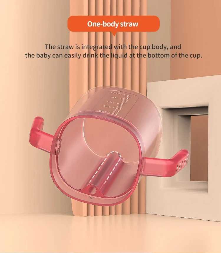 360 Leakproof  Elephant Nose Shaped Suction Nozzle Design Baby Feeding Cup Baby Straw Cup Baby Sippy Cup With One-body Straw