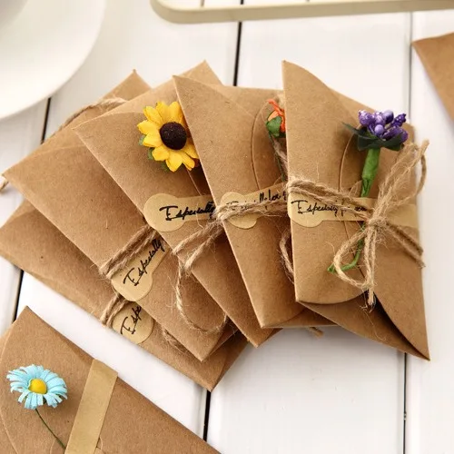 All Occasion Dried Flower Pressed Kraft Thank You Card Handmade Invitation Card with Envelopes