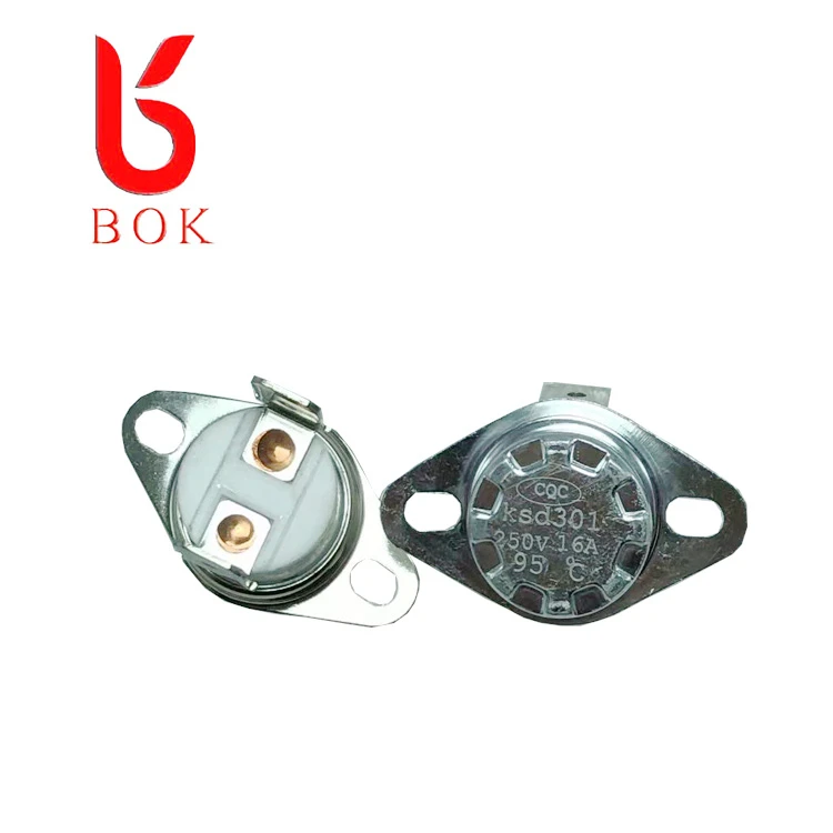 KSD301 Ceramic Thermostat 16A 220 degrees Normally closed Vertical foot fixing ring Thermal protector Temperature control switch