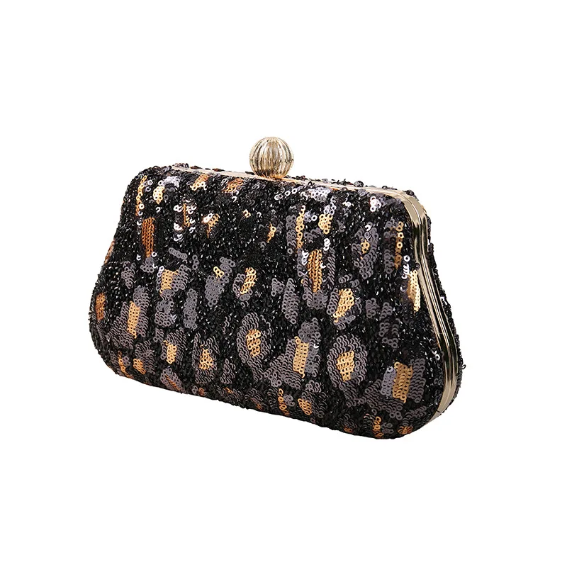 New Arrival Winter Vintage Ladies Sequined Bag Leopard Print Clutch Bag Evening Bags Can Be Customized