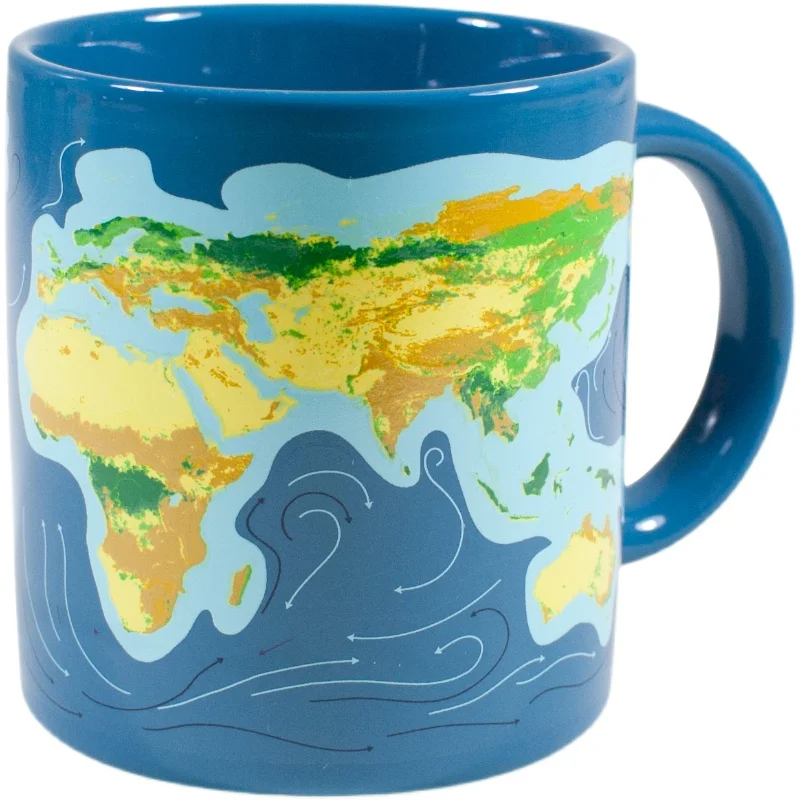Sublimation Big Capacity Blue Glazed Colorful Heat Change Mug Eco-friendly Earth Magic Ceramic Mug For Gift