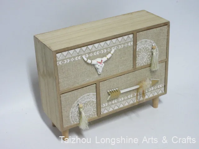 Multifunctional Wood Organizer  Mini wood Desk Storage  with Drawers