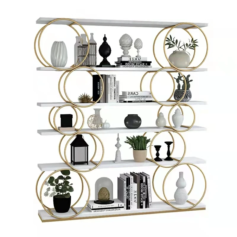 European style living room Wrought iron display rack Floor shelf modern floor bookcase