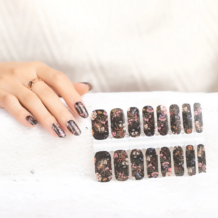 
Factory OEM mix flowers 16strips 100% nail polish nail art stickers nail wraps 