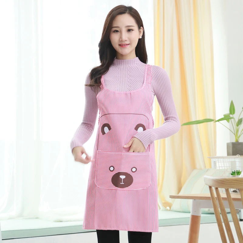 Cute Double Shoulder Strap Oil Proof Kitchen Apron for Cooking and Cleaning Apron Custom Logo