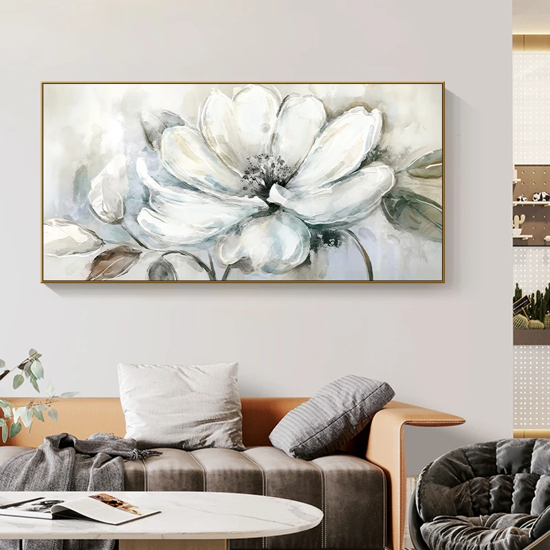 Luxury No Framed Canvas Painting Poster Print Wall Art Gold White Flower Canvas Print For Home Decor