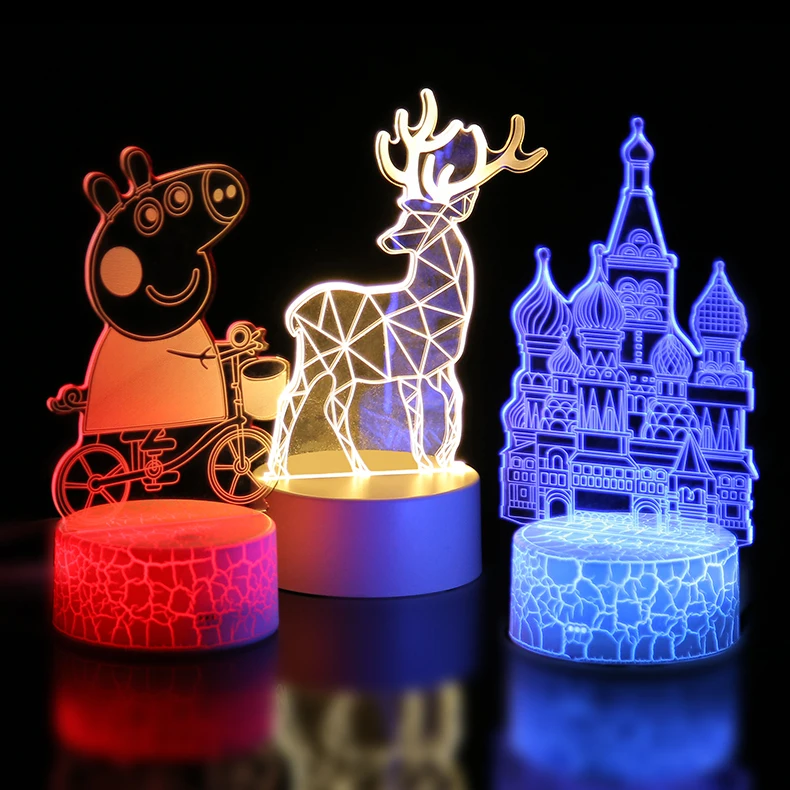 Новый дизайн 3 Вт 3D USB зарядка Подарочное освещение цветное украшение для дома Декор ночники настольная лампа 3D ночник