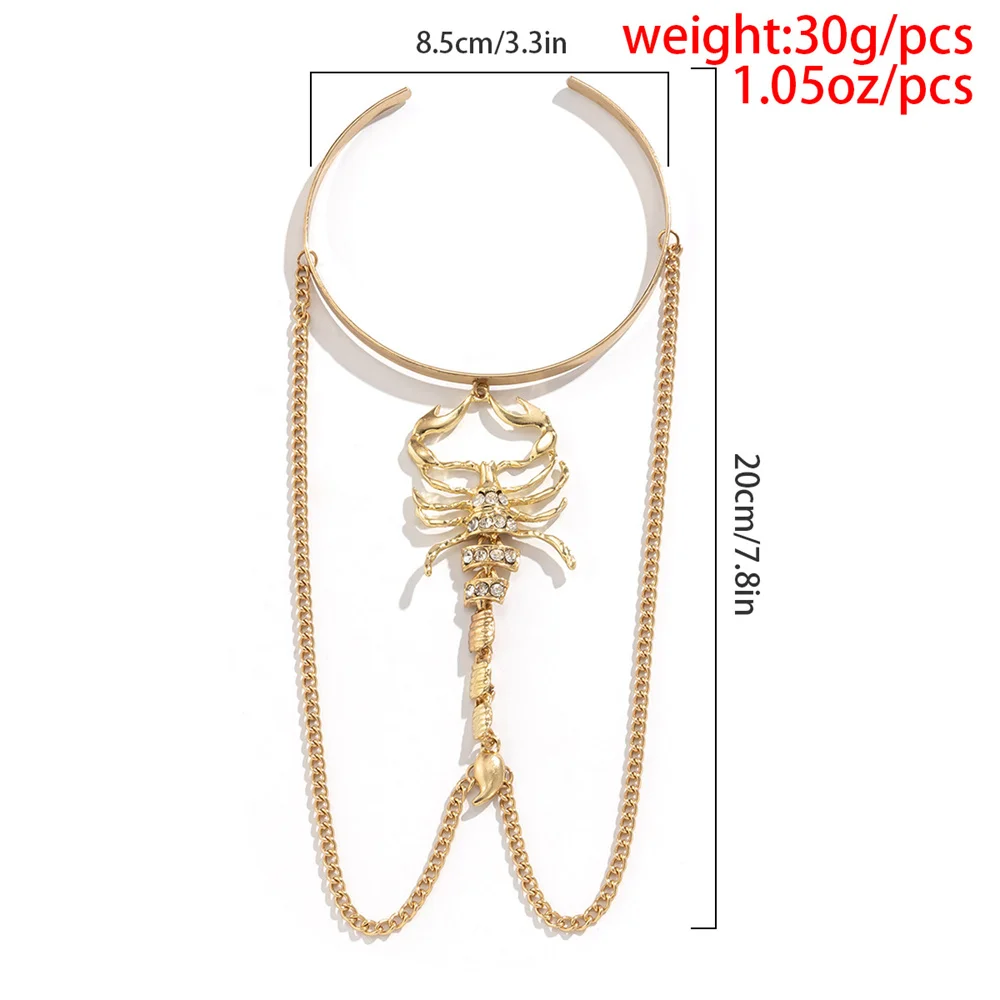 New Punk Armband Bangles For Women Men Opening Goth Vintage Scorpion Pendant Chain Arm Bracelet Hip Hop Jewelry Halloween Gift