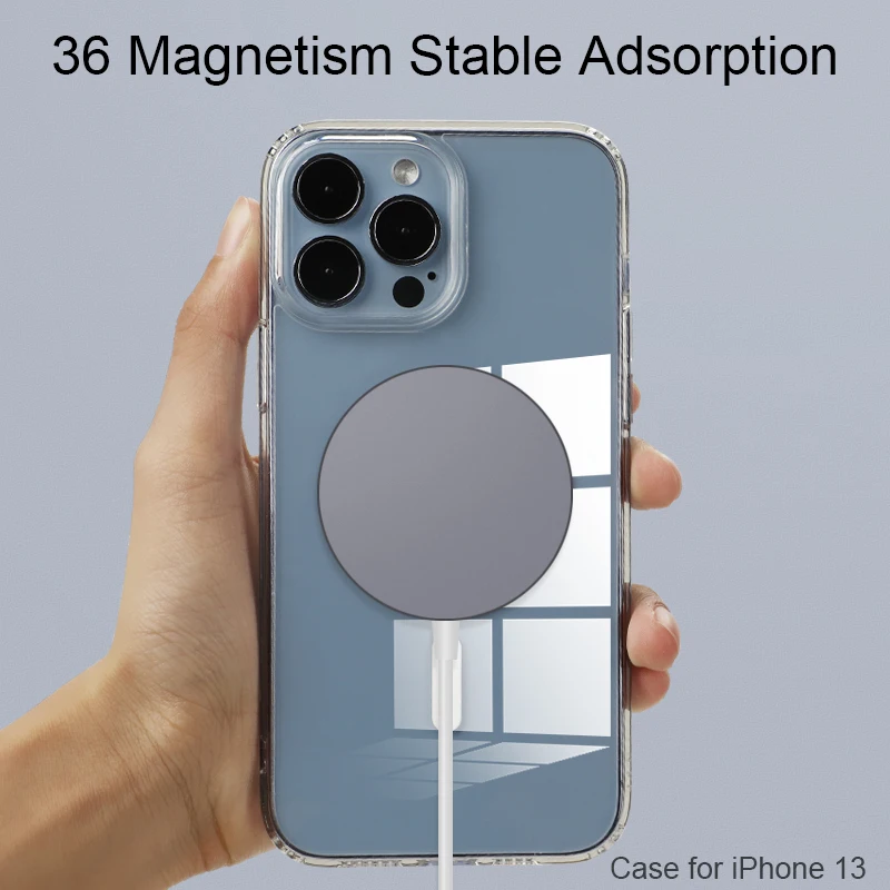 YuanQi Custom Design Anti Drop TPU Clear Mobile Cover Magnetism Shockproof Transparent Phone Case for iPhone 12 13 Pro Max mini