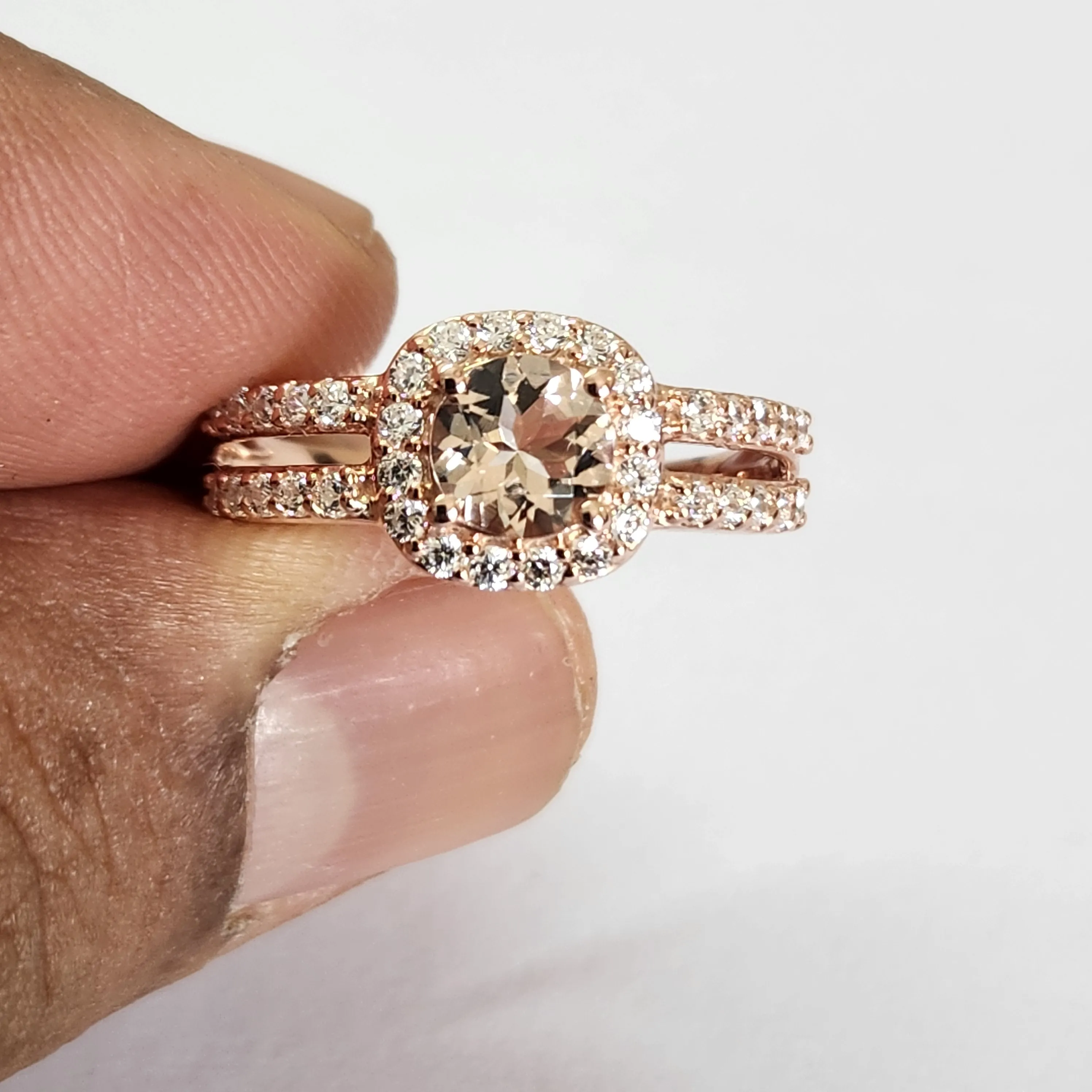 Amazing  Morganite  (Pink Diamond)  Gemstone  Rings  925  Sterling  Silver  Rose  Gold  Rings  Jewelry  for  Party