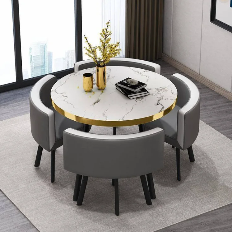 CZTZ-04 Simple Creative Coffee Shop Milk Tea Shop Small Round Table Four Chair Combination