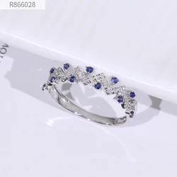 Jewellery Wholesale Custom made 18k White Gold Natural Diamond Fine Jewelry blue sapphire ring women
