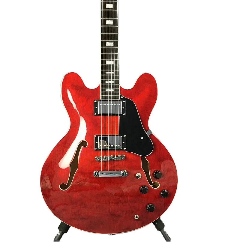 Factory Wholesale OEM/ODM  Red color ES335 custom electric guitar semi-hollow body electric guitar