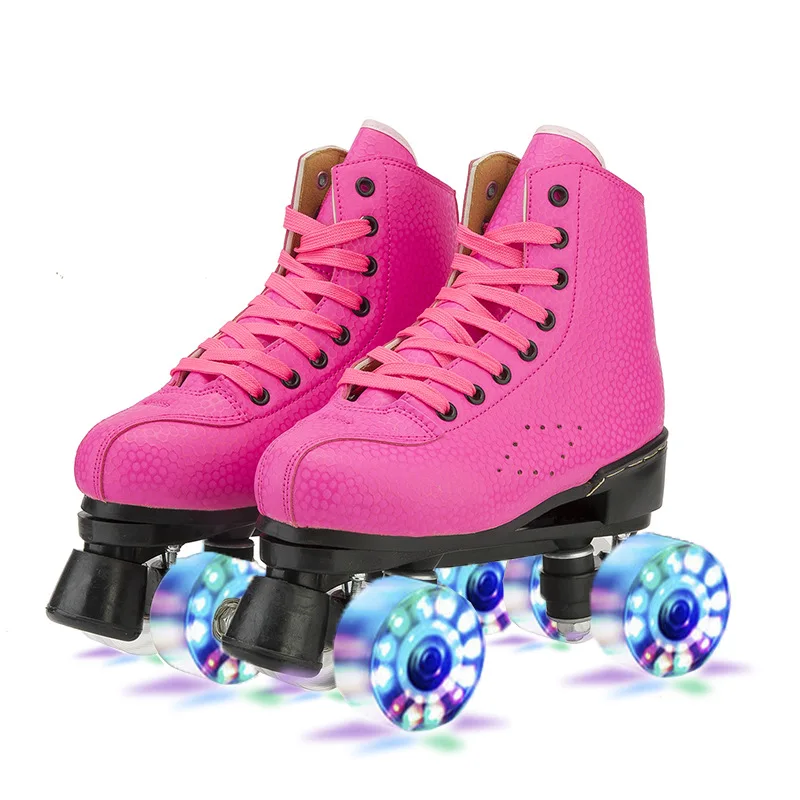 2021 Wholesale canvas roller skates adult four wheel double row roller skates men and women firefly flash roller skates
