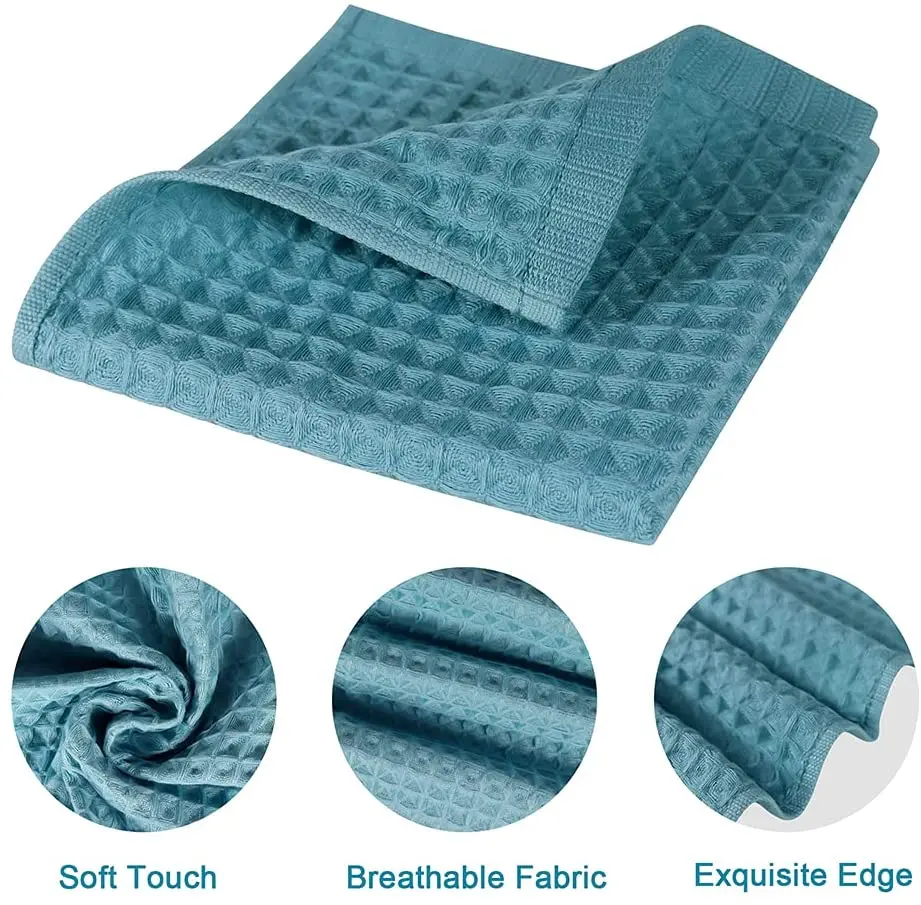 Wholesale Fashion custom logo Waffle 100% weave Cotton Kitchen Towel Tea Towel