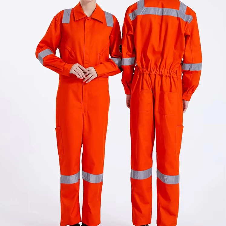High Visibility Reflective Flame Retardant Security Uniform Cotton Coverall Workwear Wear-Resistant Fire Proof Safety Clothing