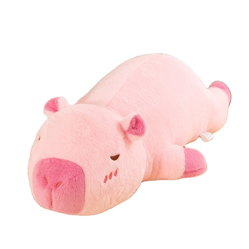 The capybara pulls the pillow for girls to sleep on the bed and holds the sleeping doll long pillow plush toy