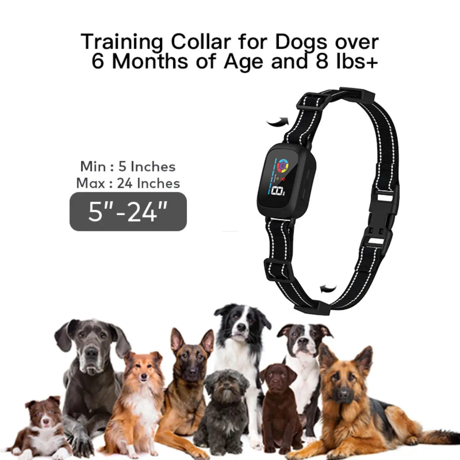 Color screen ip67 waterproof adjustable sensitivity shock anti bark training collar dog bark collar