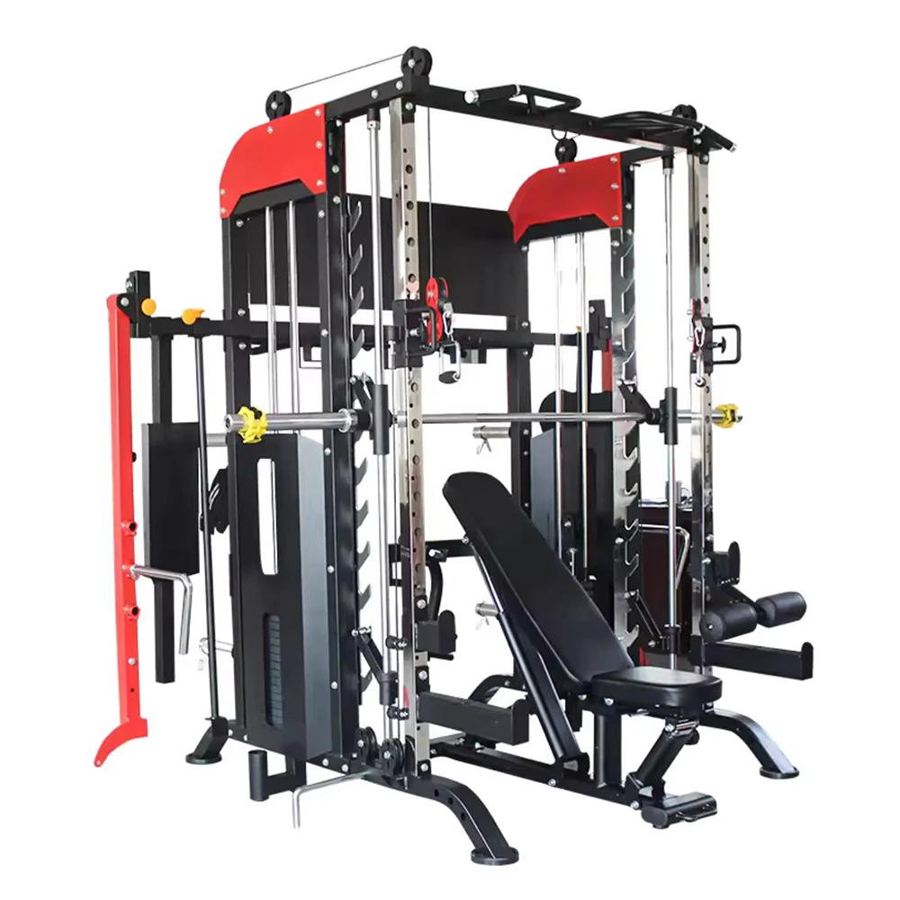 Commercial Use Fitness Multi Functional Power Cage Trainer Gym Equipment Cable Motion Crossover Power Squat Rack Smith Machine