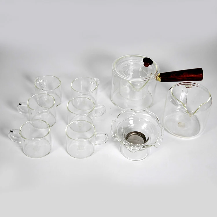 Teapot and Tea Cup Set Glass Teapot With Six Tea Cups with Handle Combined Glass Teapot Sets