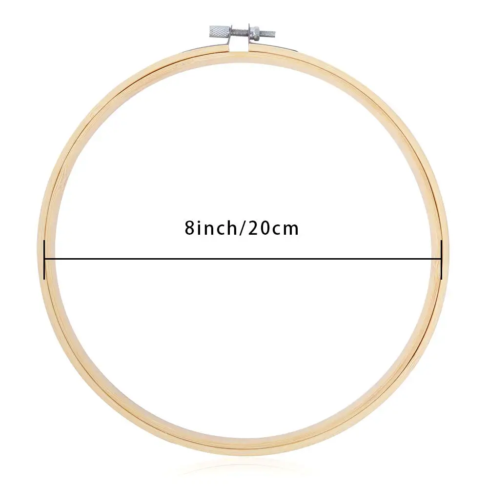  20cm Embroidery Hoops Wooden Round Adjustable Bamboo Circle Cross Stitch Hoop Ring Bulk Wholesale for Art Craft Hand