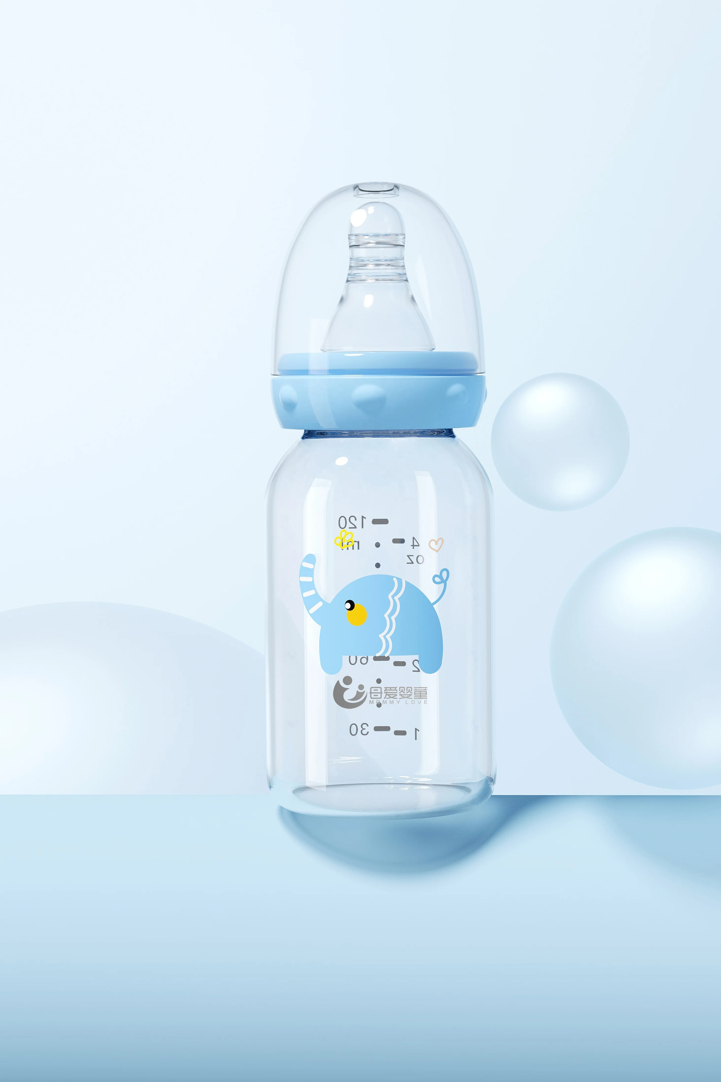 Custom 120ml 4oz medium borosilicate glass baby bottle glass baby milk bottle wholesale straight glass feeding bottle for baby