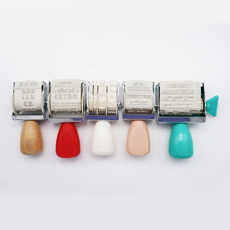 Stationery Handbook Decoration Diy Printing Accessories Vintage Craft Roller Stamps With Ink Pad