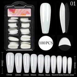 Fake Nails Capsule Artificial White Press-on Nail Full Cover Nail Tips For Extension Almond Coffin Fingernails Art Accessories