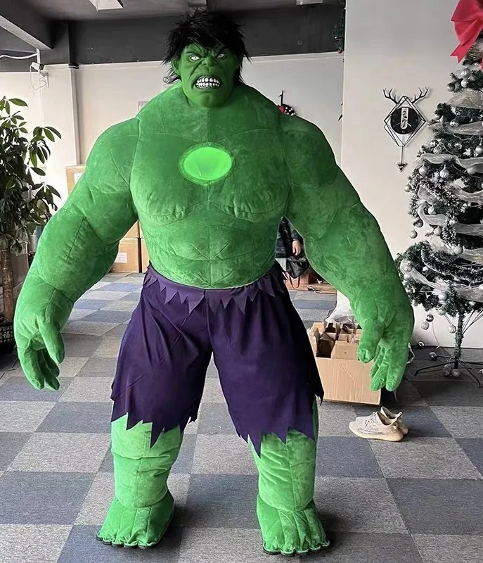 Outdoor Green Men Giant Inflatable Hulk Mascot Costume For Adult