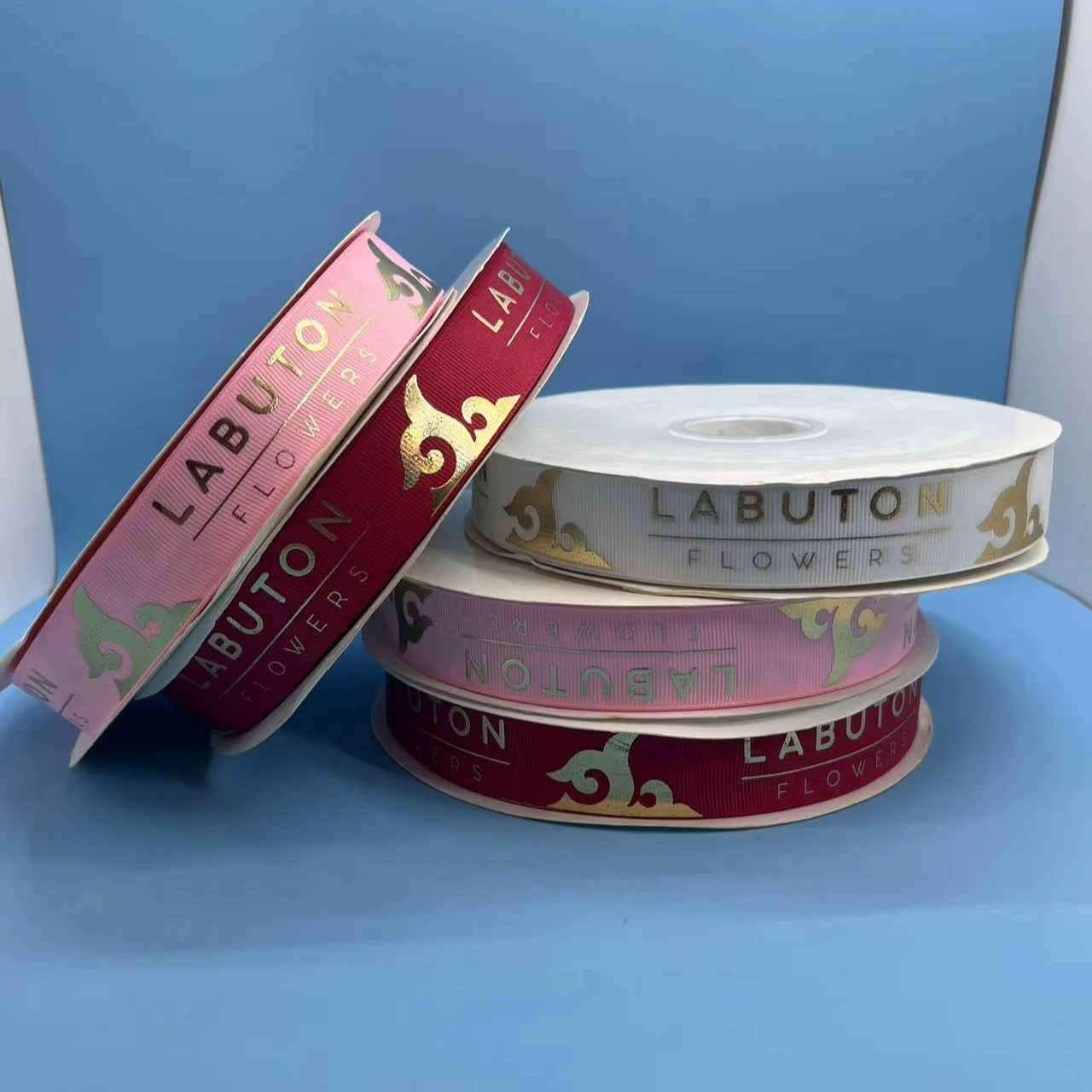 Character Grosgrain Ribbon 1 Inch Hot 3D Waterproof Gold Logo Custom Design Grosgrain Ribbon Happy Christmas