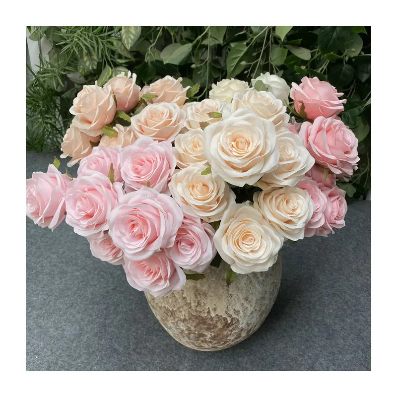 Artificial Wedding Decoration  High Quality 9 Heads  Rose Bouquet Floral Flowers Silk Rose Bouquets Flower