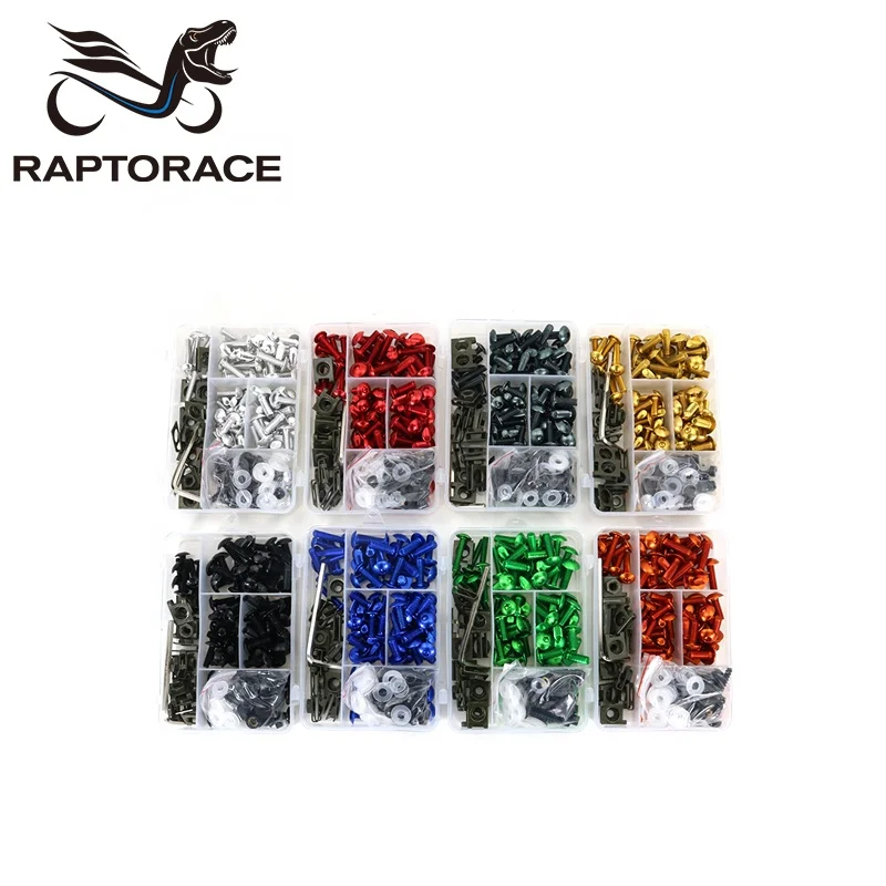 Raptorace Universal fit for Ducati Yamaha Honda Aprilia Aftermarket Aluminum Alloy Fairing Bolt Kit Fastener Bodywork Screw Nut