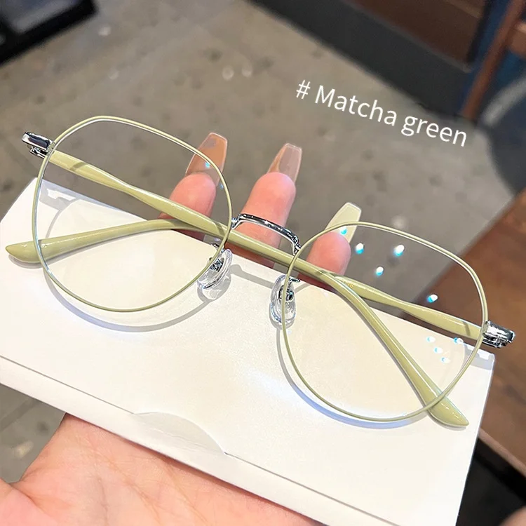 Metal Cat Eye Trendy Eyeglass Frame Fashion Anti Blue Light Myopia Glasses Frame