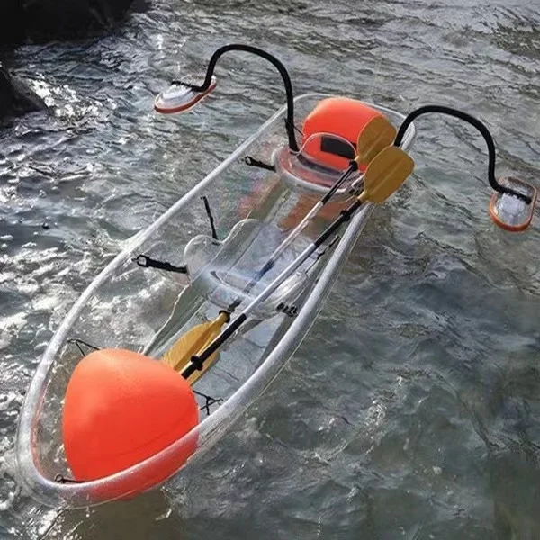 PC Top Sale 2 Seats  Clear Canoe Boat with Paddles Balance Bar Transparent kayak