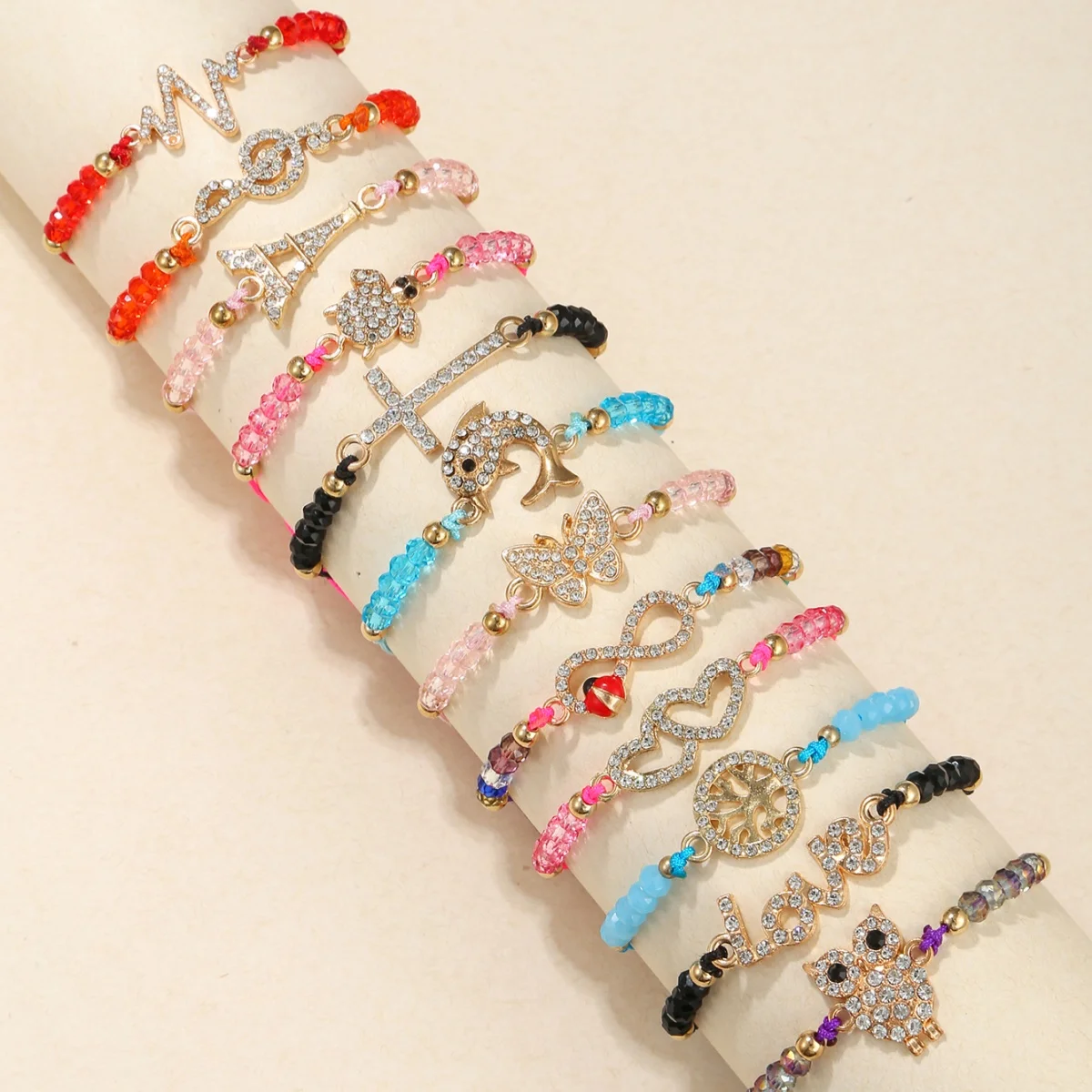2024 New Style Beads Bracelet Handmade Beaded Weave Rope Bracelet Adjustable Rice Beads Unique Color Mixed