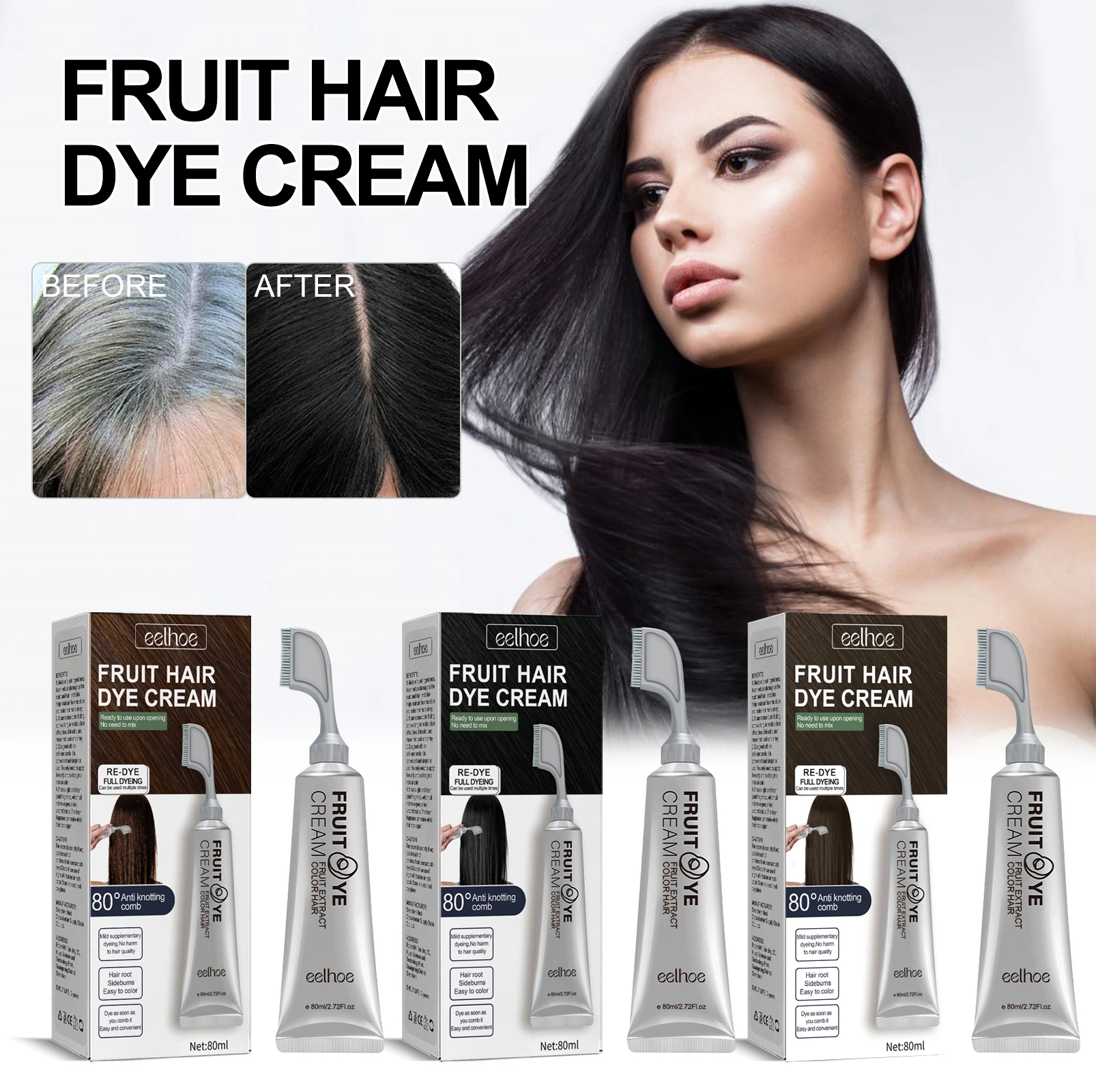 Eelhoe Private Label Custom Professional Herbal Pure Vegan Hair Dye Color Semi-Permanent Hair Color Cream