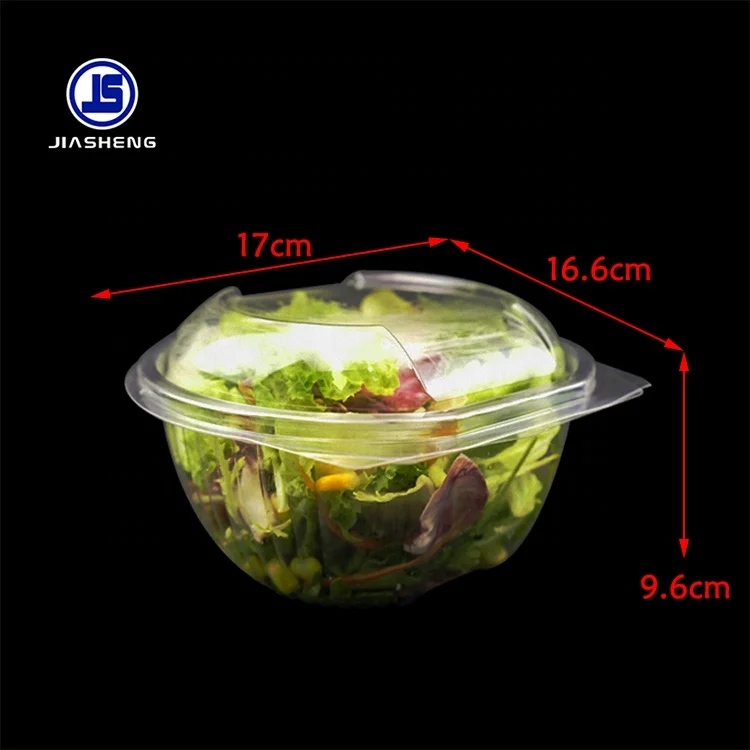 Fruit Salad Bowl Disposable Plastic Round Bowl Take Away Food Container Transparent with Lid Clear Take Away Plastic PET Square