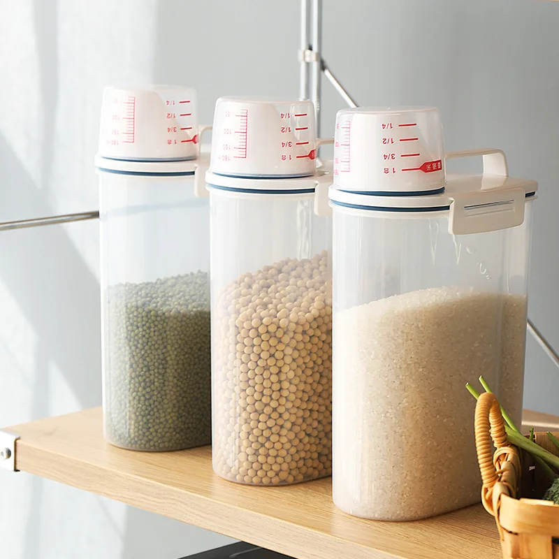 New arrival grain storage box sealed transparent rice bucket with lid storage tank for storing nut food in the kitchen