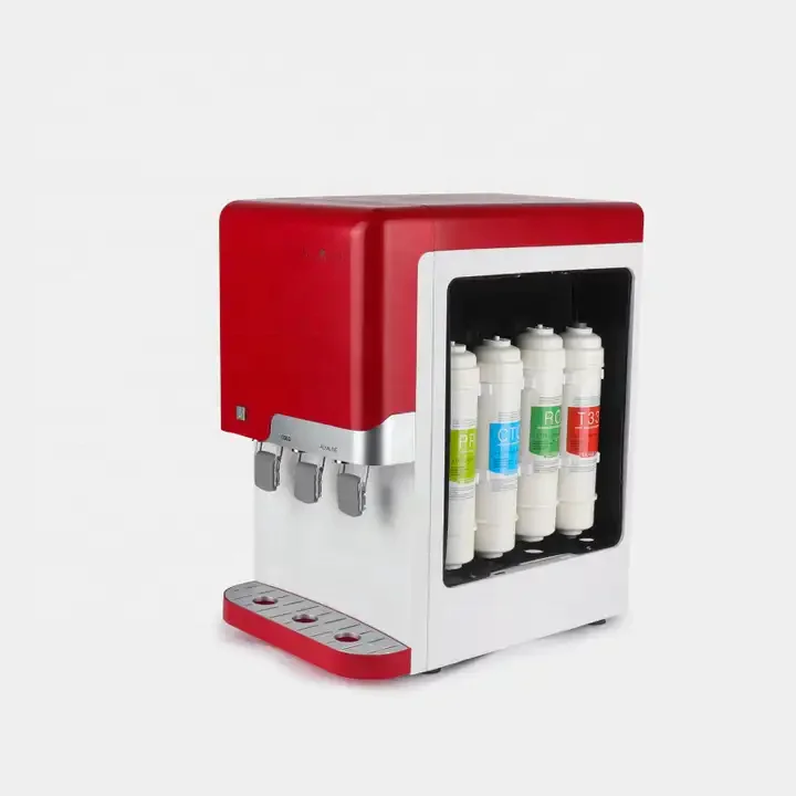 Household Customized hot cold normal three taps RO water filter desktop water dispenser compressor cooling water cooler