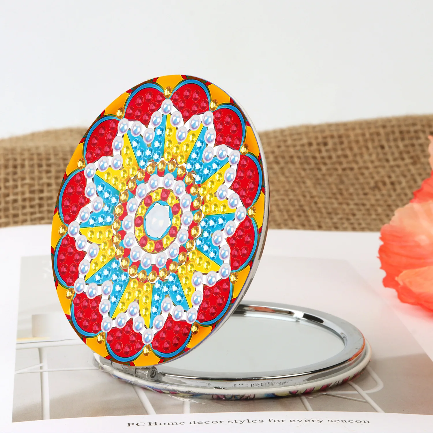 Diamond Painting Compact Mirror Mandala Diamond Art Small Travel Pocket Mirror Diamond Dots DIY Craft Kits